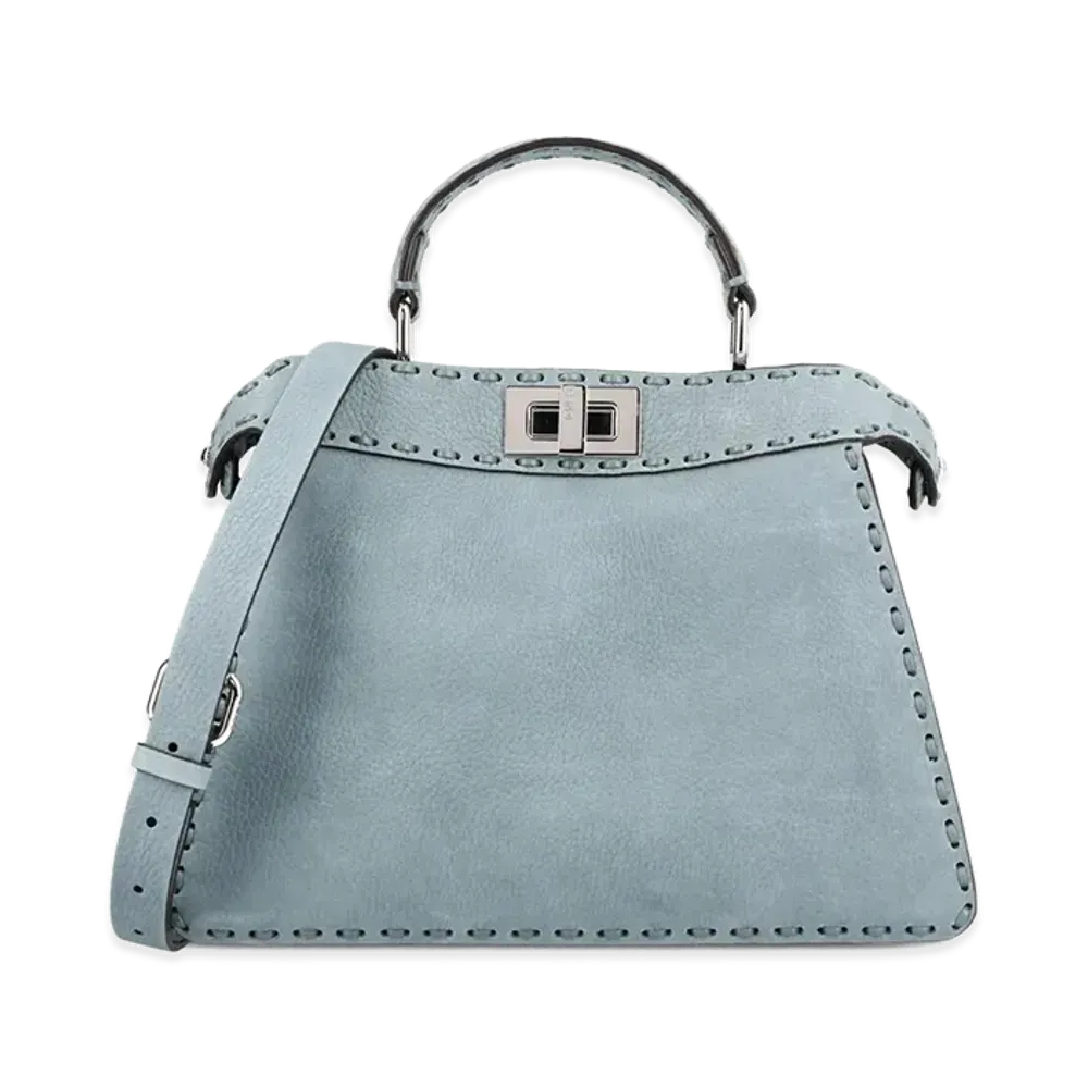 FENDI Women's Peekaboo Iseeu Small Bag In Nubuck Leather "Light Blue"