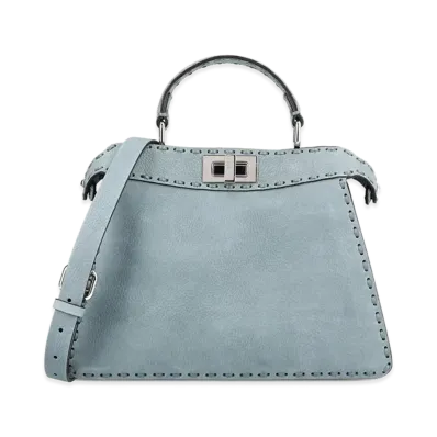 FENDI Women's Peekaboo Iseeu Small Bag In Nubuck Leather "Light Blue"