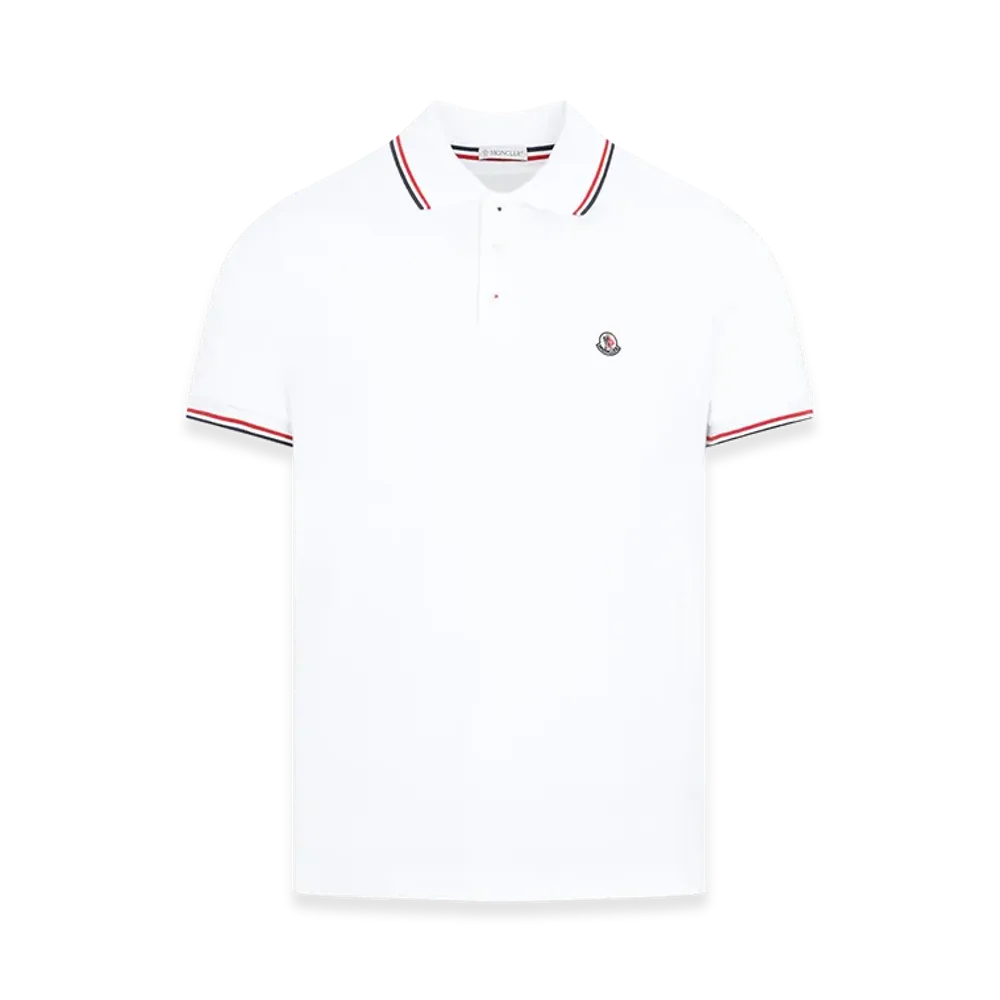 MONCLER Tricolor Detail Polo Shirt "White"