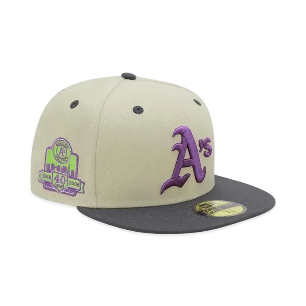 NEW ERA x THE CAP 59Fifty 'Purple Haze Pack 02' Oakland Athletics "Stone/Charcoal Gray"