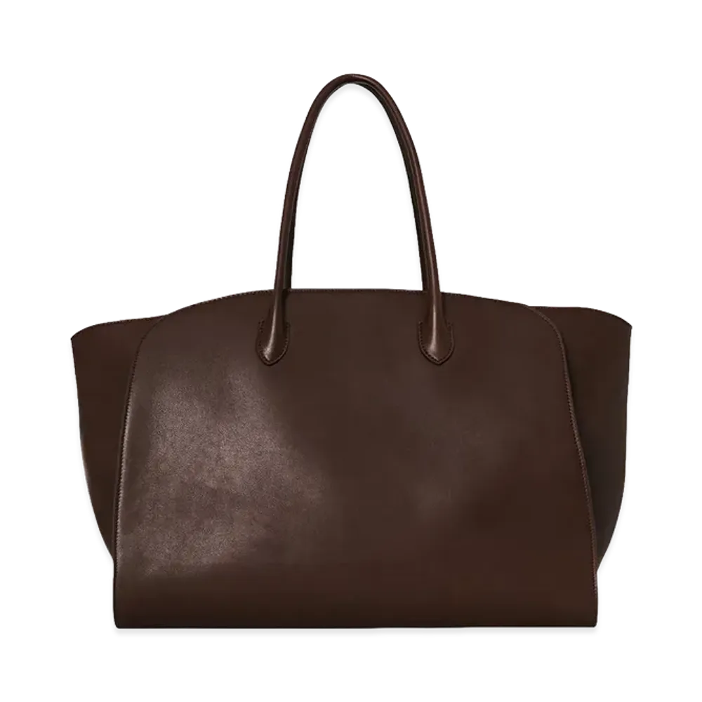 The Row Women's Marlo 17 Leather Tote Bag "Deep Brown"