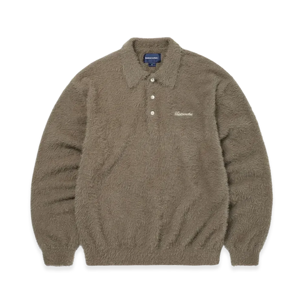 thisisneverthat Sct-Logo Shaggy Knit Polo "Mud"