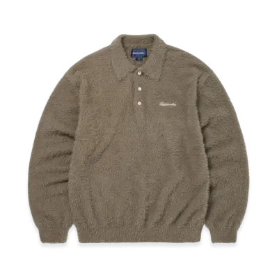 thisisneverthat Sct-Logo Shaggy Knit Polo "Mud"