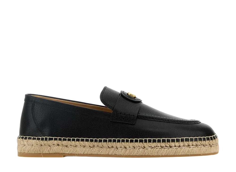 Valentino Garavani Black Leather Vlogo Espadrilles "Black"