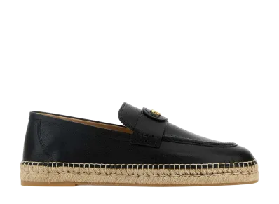 Valentino Garavani Black Leather Vlogo Espadrilles "Black"
