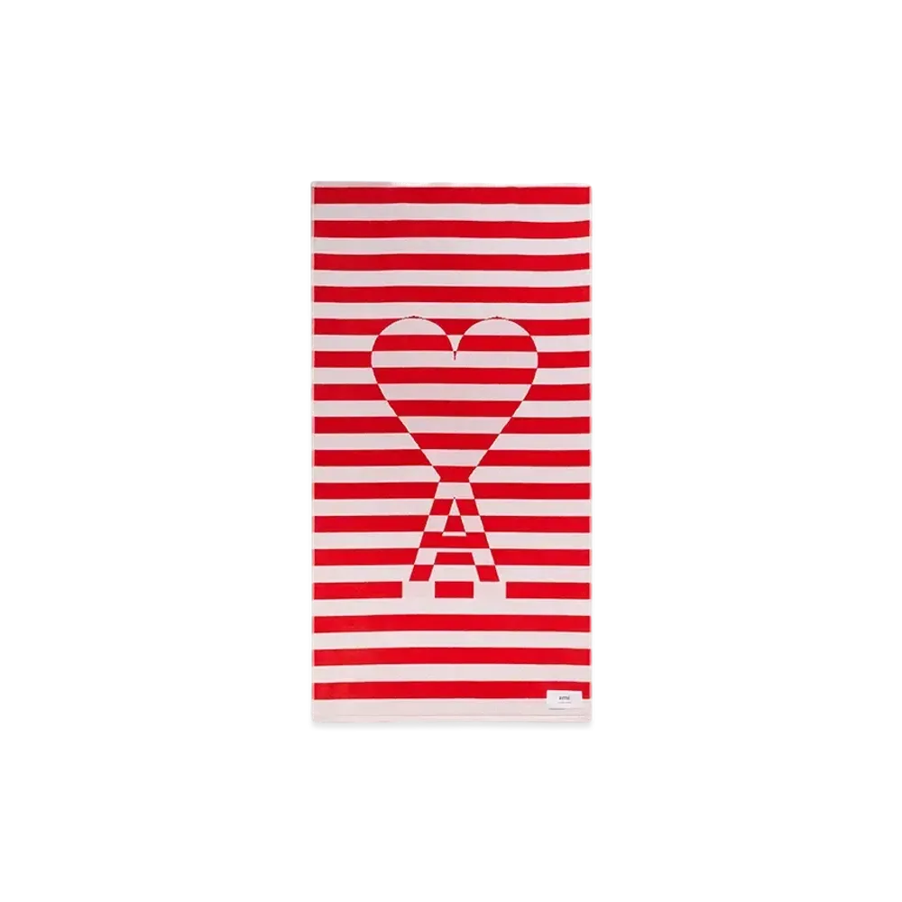 AMI PARIS Ami de Coeur Beach Towel "BlancCreme/Coquelicot"