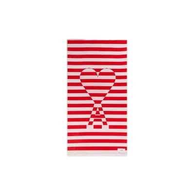 AMI PARIS Ami de Coeur Beach Towel "BlancCreme/Coquelicot"