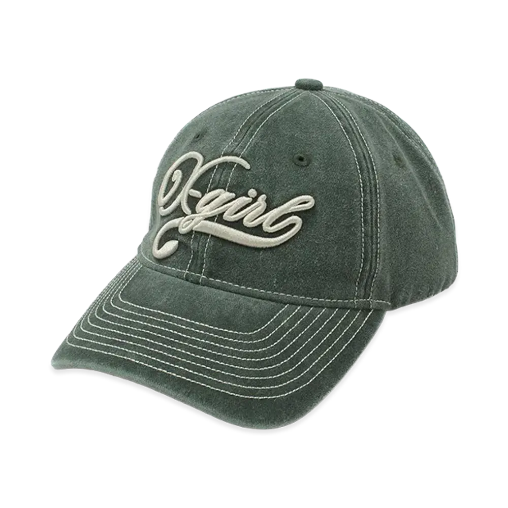X-Girl Women's Bicolor Stitch Faded 6Panel Cap "Olive"