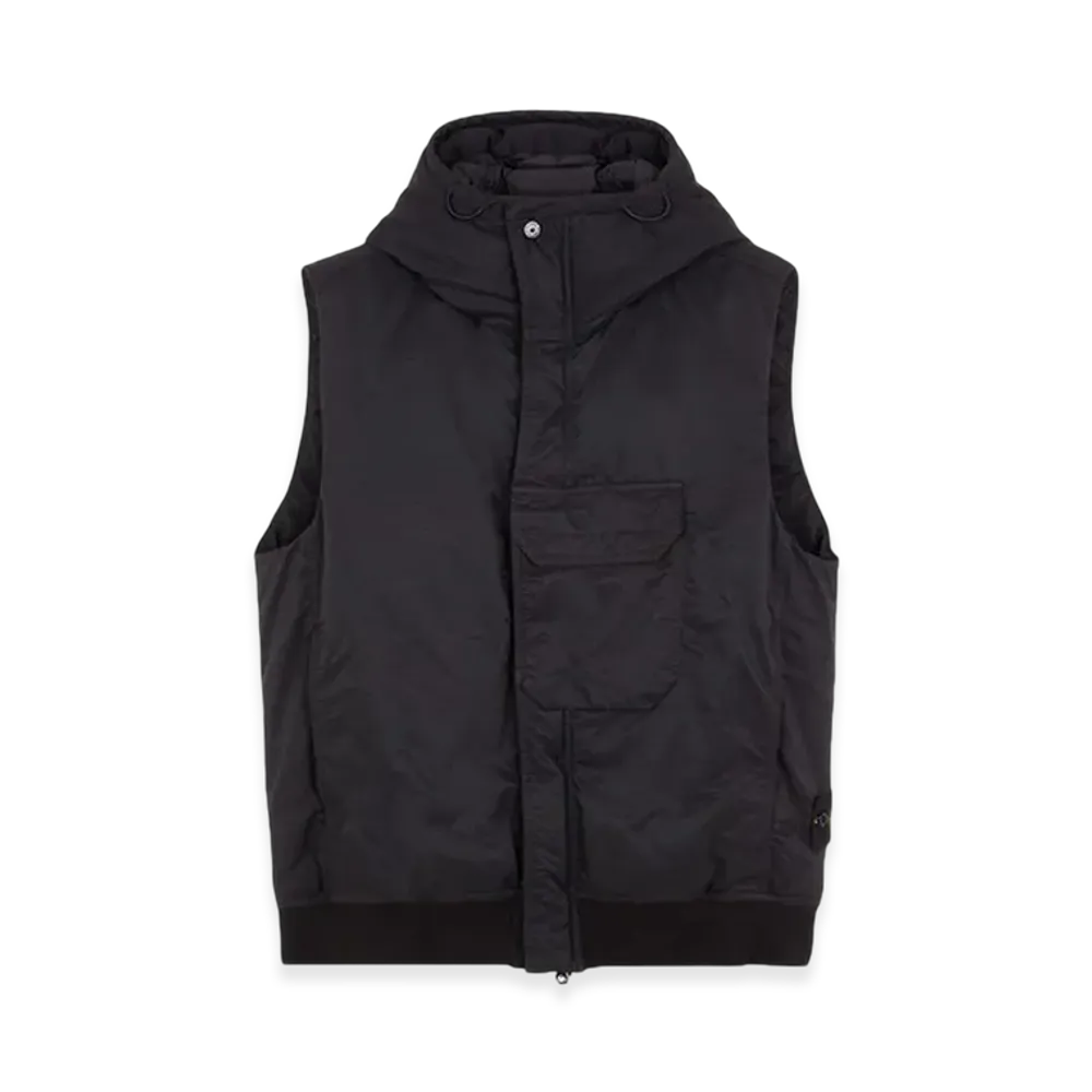 Stone Island G1021 Opaque Nylon Twill Down Hooded Vest - 23FW "Black"
