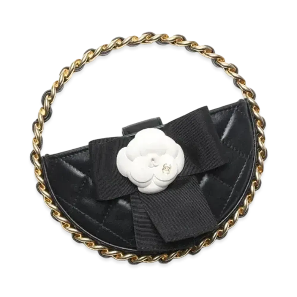 CHANEL Pouch Lambskin Mixed Fibers Calfskin Gold Tone Metal "Black"