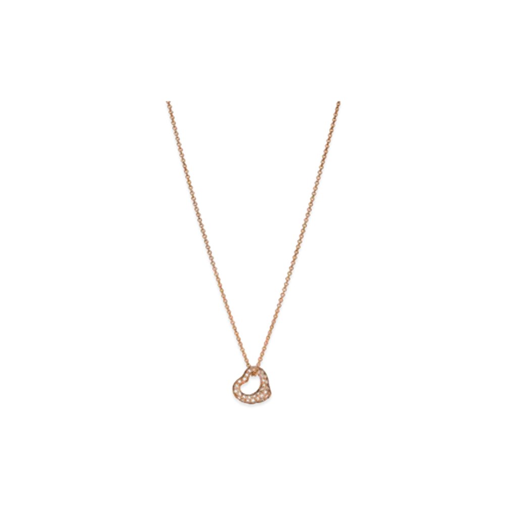 Tiffany & Co. Elsa Peretti Open Heart Pendant with Diamonds 18K "Rose Gold"
