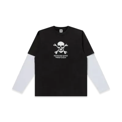 BlackEyePatch Crossbones Layered Thermal L/S Tee "Black/White"