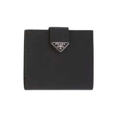 PRADA Saffiano Leather Wallet "Black"