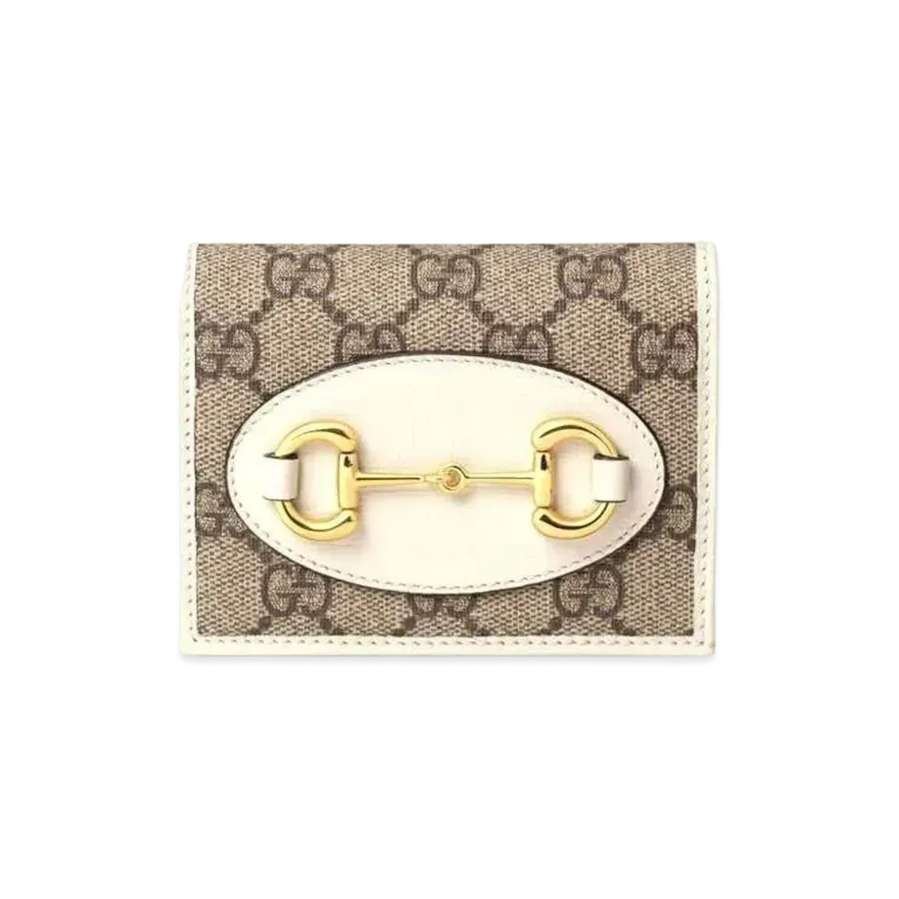 GUCCI Horsebit 1955 Card Case Wallet "GG Supreme Canvas/White"