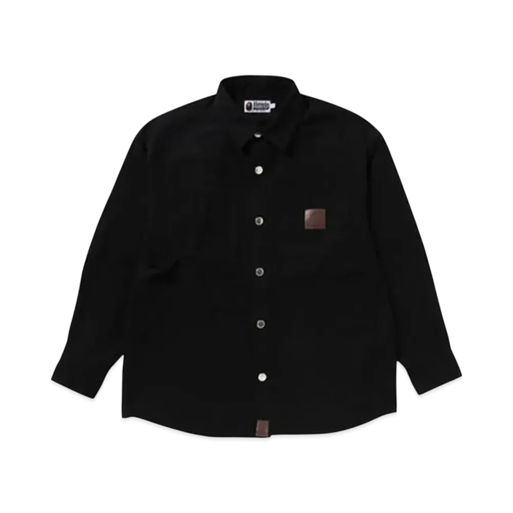 A BATHING APE Bathing Ape Logo Canvas Ls Work Shirt "Charcoal"