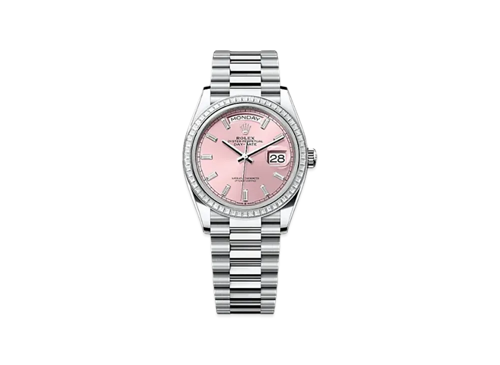 ROLEX Day-Date 36mm Platinum Diamond 128396TBR "Pink"