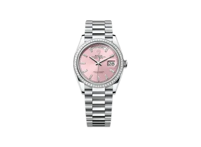 ROLEX Day-Date 36mm Platinum Diamond 128396TBR "Pink"