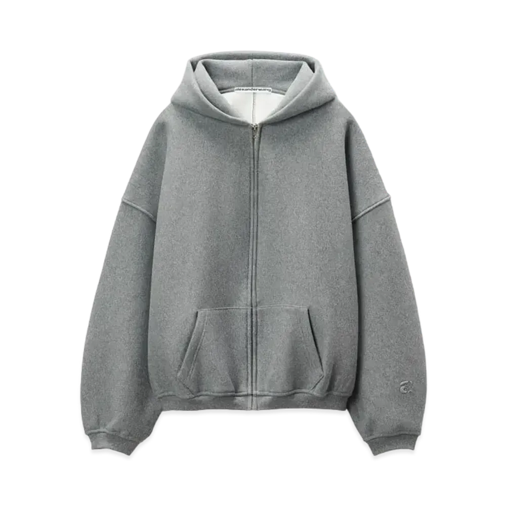 Alexander Wang Dense Fleece Star Zip-Up Hoodie "Side Walk"