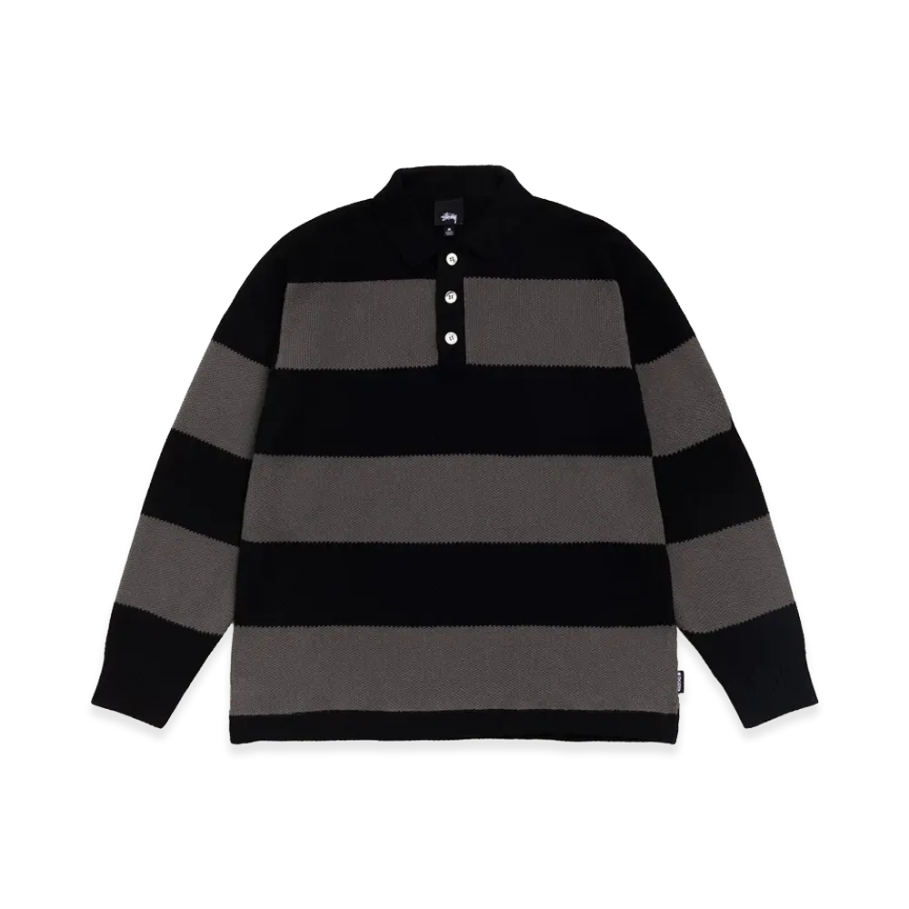 Stussy Pique Knit Stripe Rugby "Black"