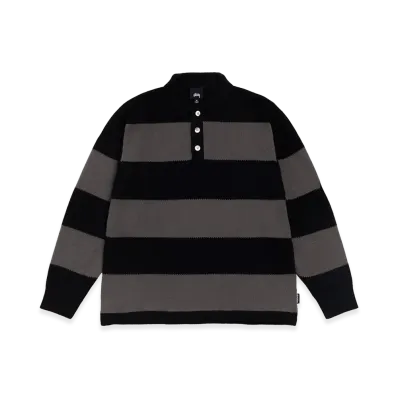 Stussy Pique Knit Stripe Rugby "Black"