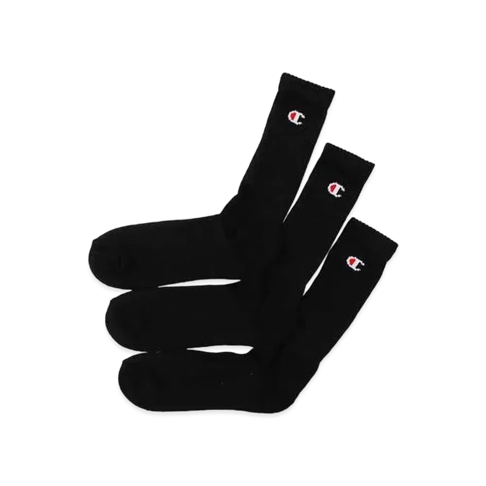 Champion 3 Pairs Full Length Socks (Half Pile) "Black"