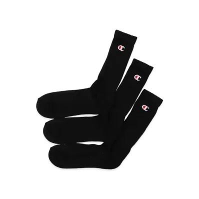 Champion 3 Pairs Full Length Socks (Half Pile) "Black"