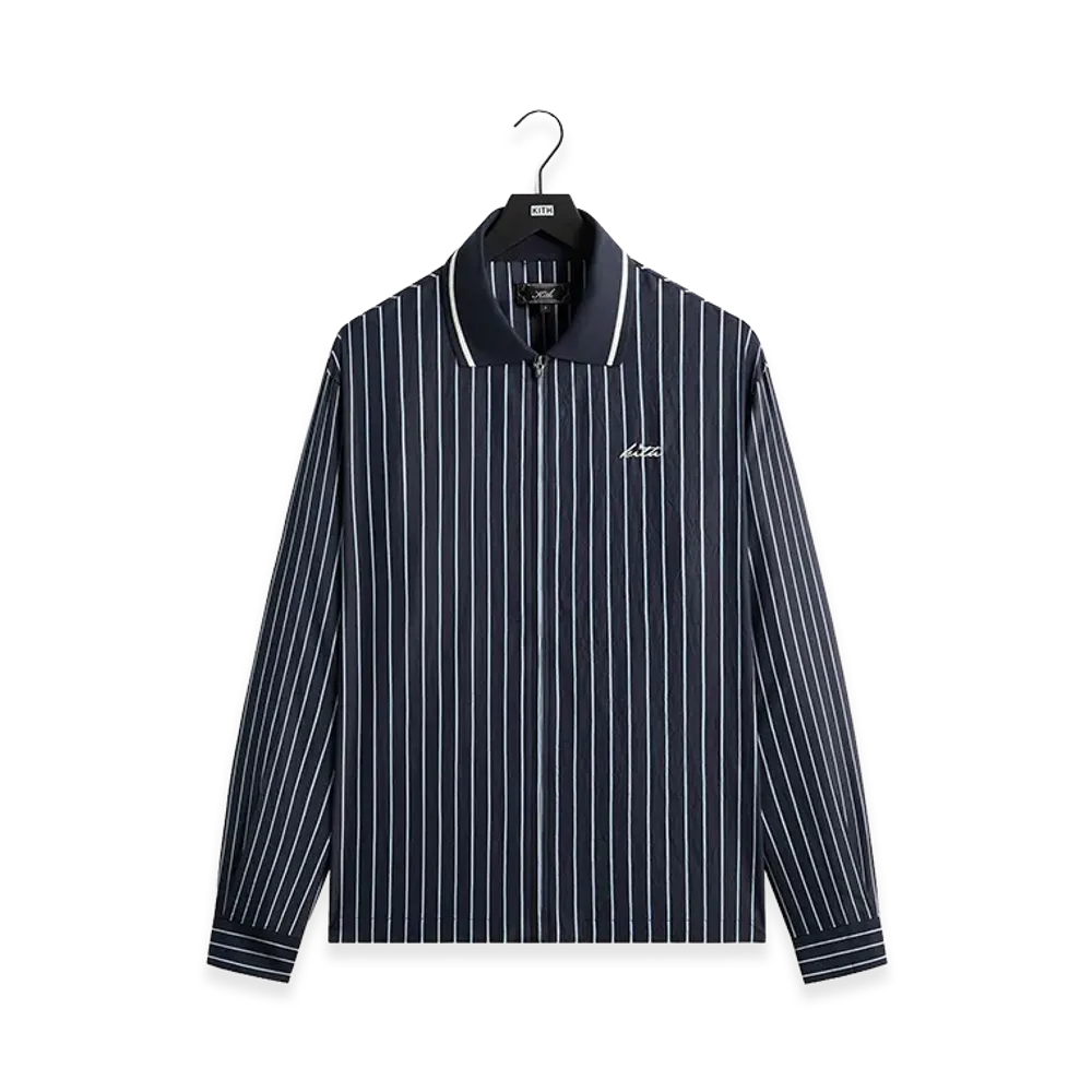 Kith Striped Poplin Long Sleeve Thompson Zip Front Shirt "Blend"
