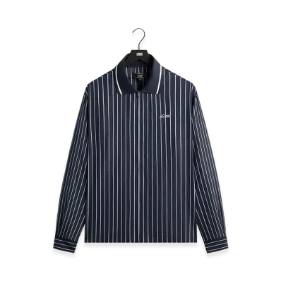 Kith Striped Poplin Long Sleeve Thompson Zip Front Shirt "Blend"