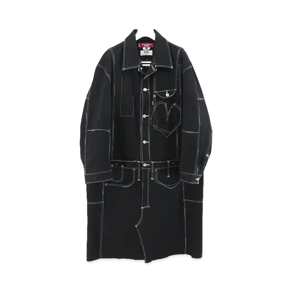 JUNYA WATANABE Wool Serge Levi's W Name Coat "Black/White"