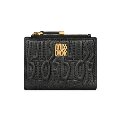 Dior Miss Dior Dahlia Wallet Lambskin with Quilted Miss Dior Allover Motif "Black"