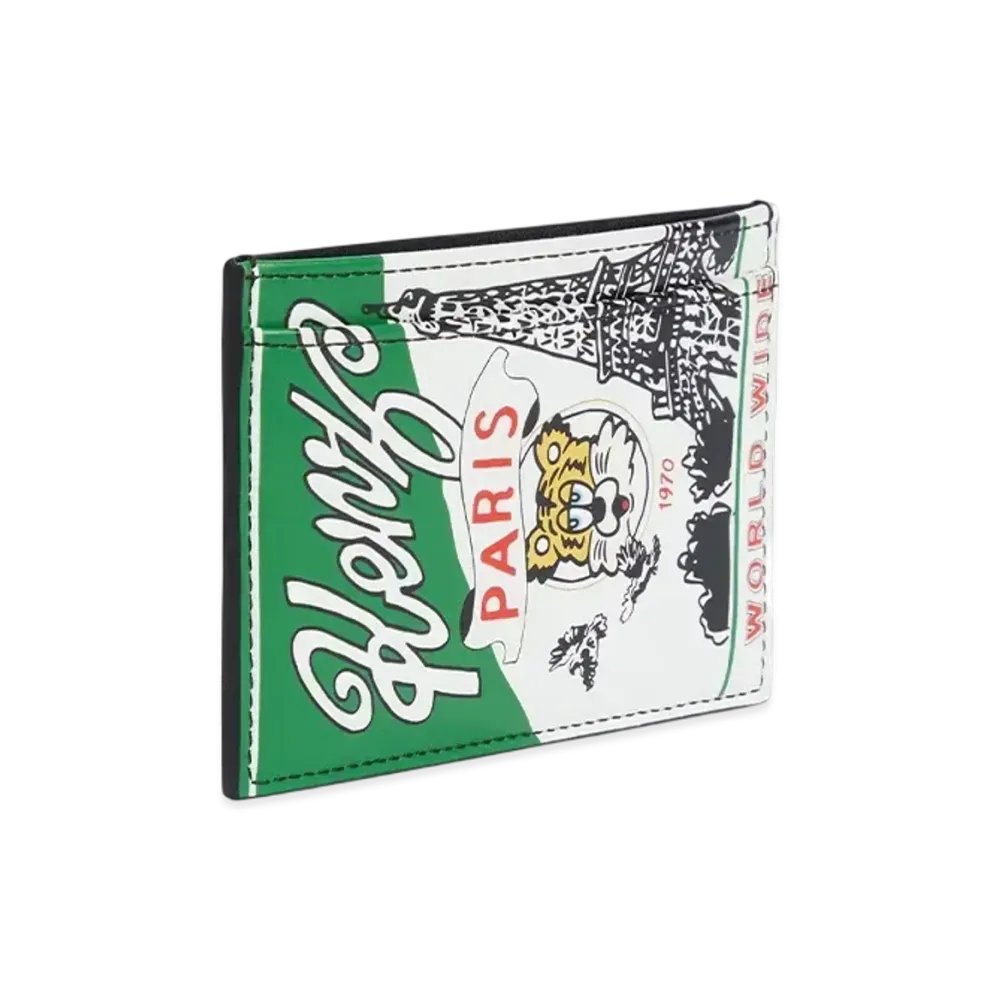 KENZO VERDY MARKET Stamp Leather Card Hokder "Green/White"