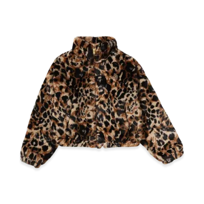 A BATHING APE Wild Leopard Pattern One Point Long Fur Jacket "Beige"