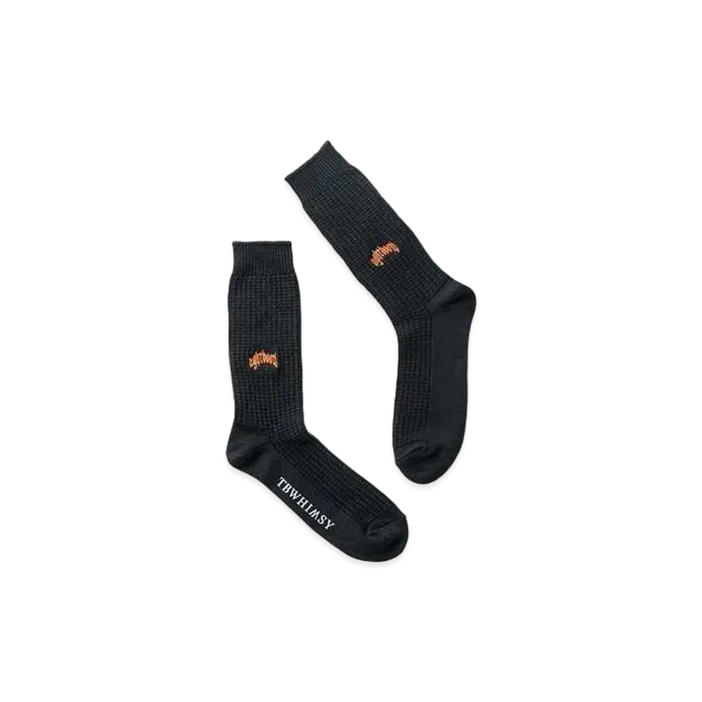 TIGHTBOOTH College Waffle Socks "Black"