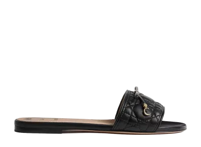 Dior Women's Cannage Slide Quilted Lambskin "Black"