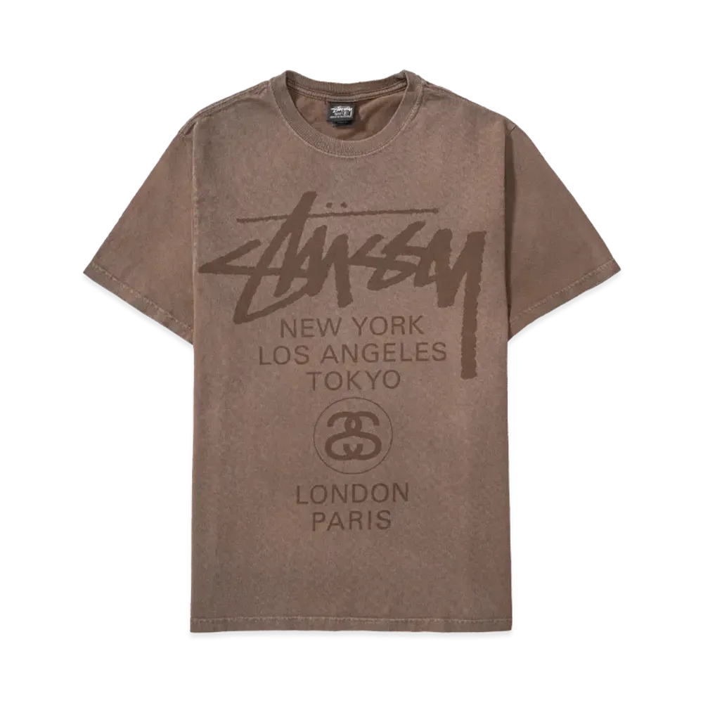 Stussy World Tour Tee "Sun Faded Brown"