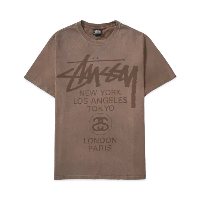 Stussy World Tour Tee "Sun Faded Brown"