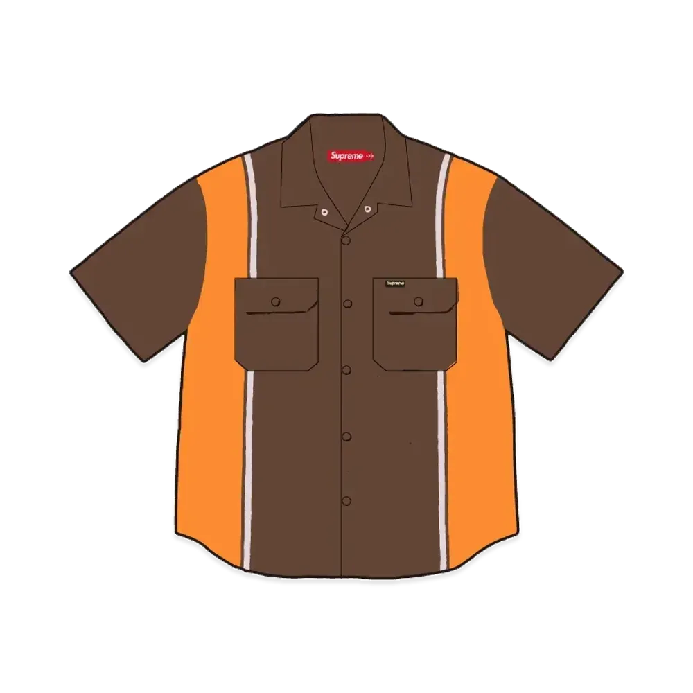 Supreme Reflective Stripe S/S Work Shirt "Brown"
