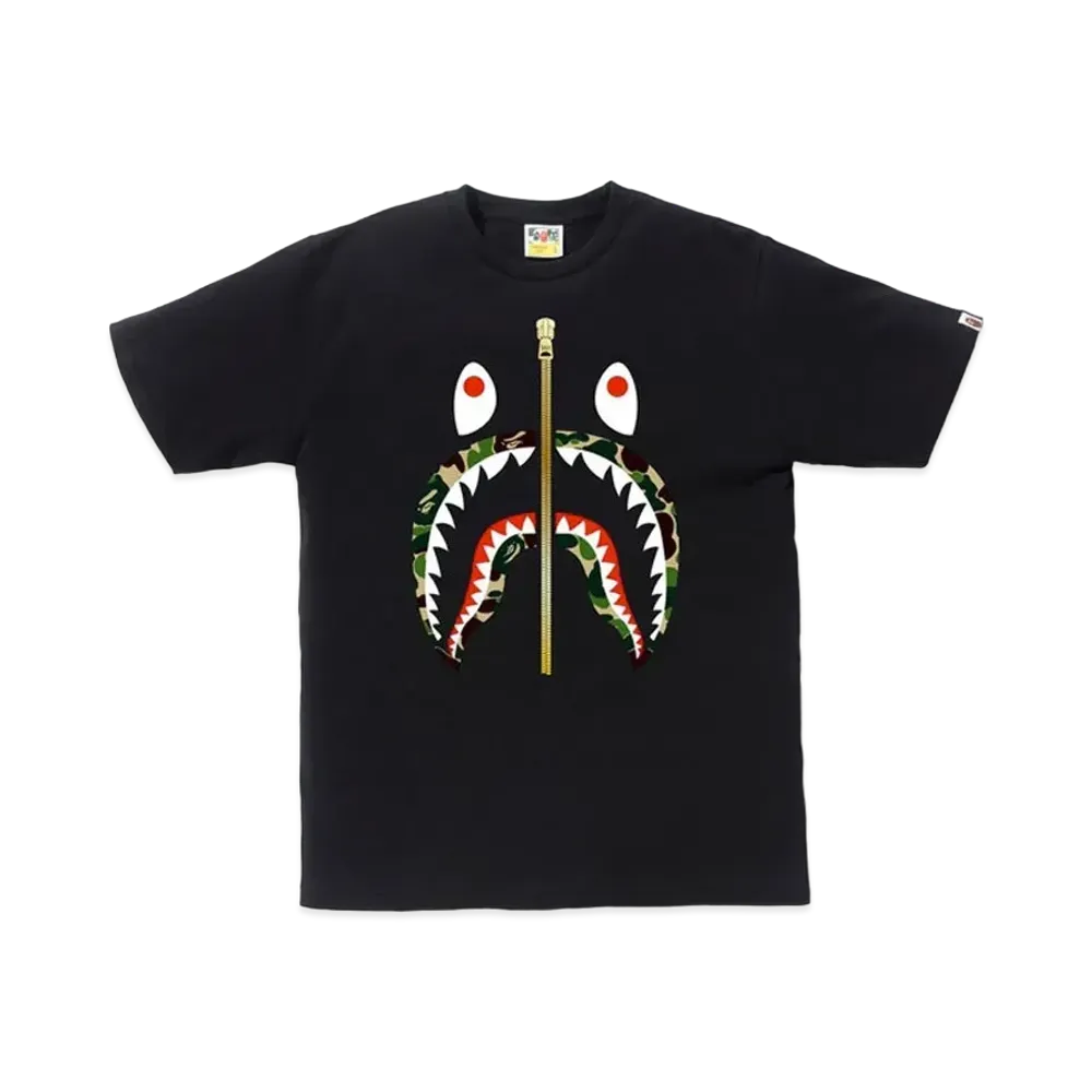 A BATHING APE ABC Gold Zip Shark Tee "Black/Green"