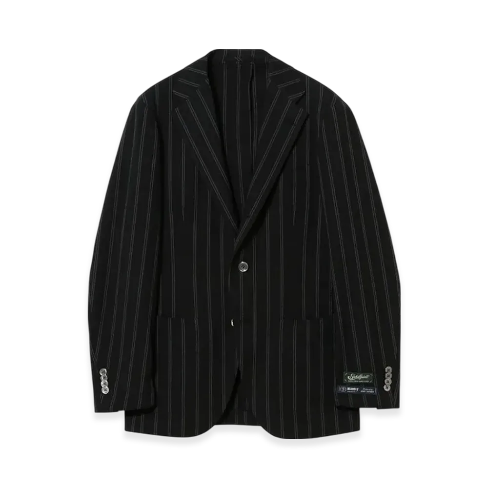 BEAMS New Easy Subalpino Stretch Seersucker Striped Jacket "Black"