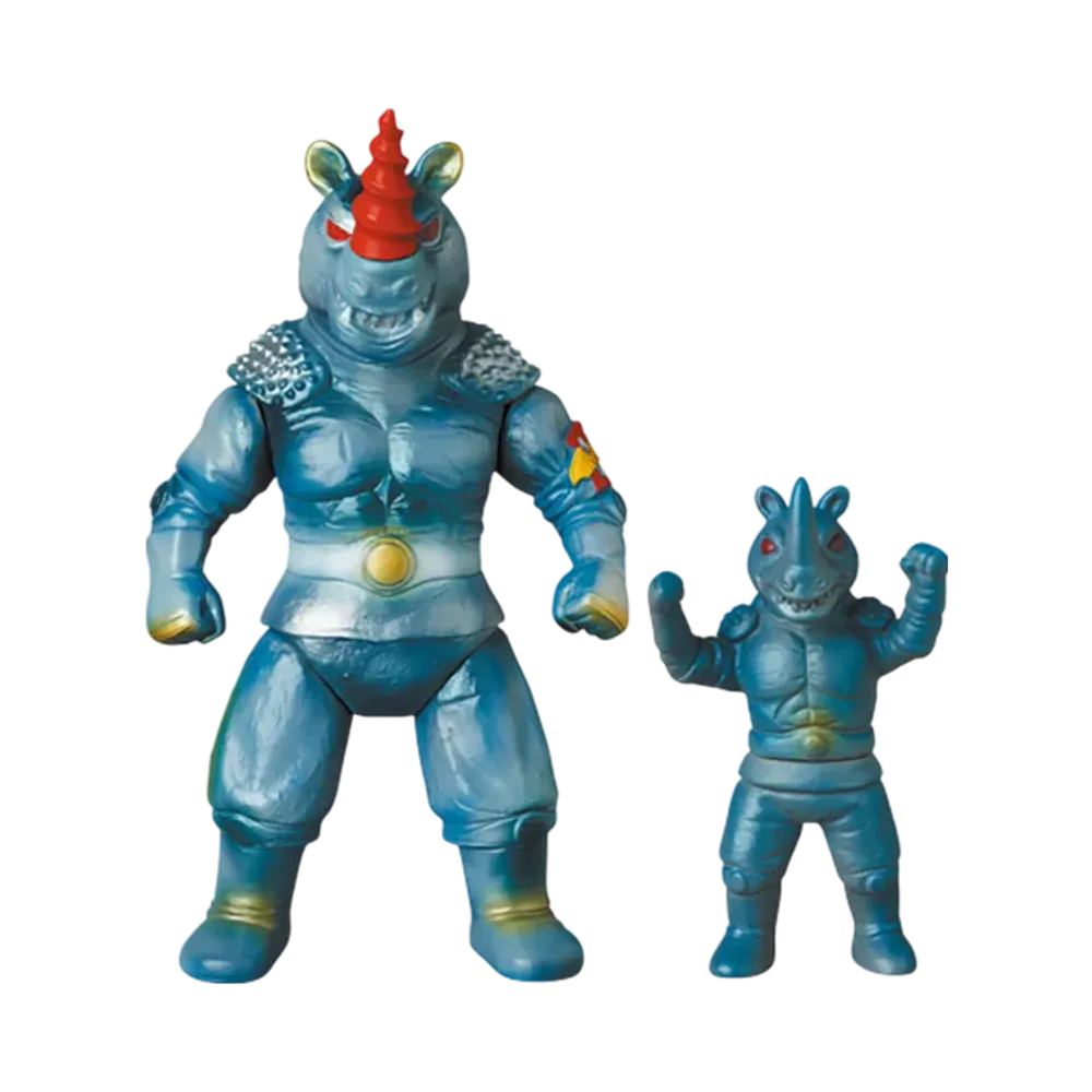 MEDICOM TOY "Toei Retro Sofvi Collection" -Android Kikaider- Gray Saiking (Drill Horn) & Gray Saiking (Mini Soft Vinyl)