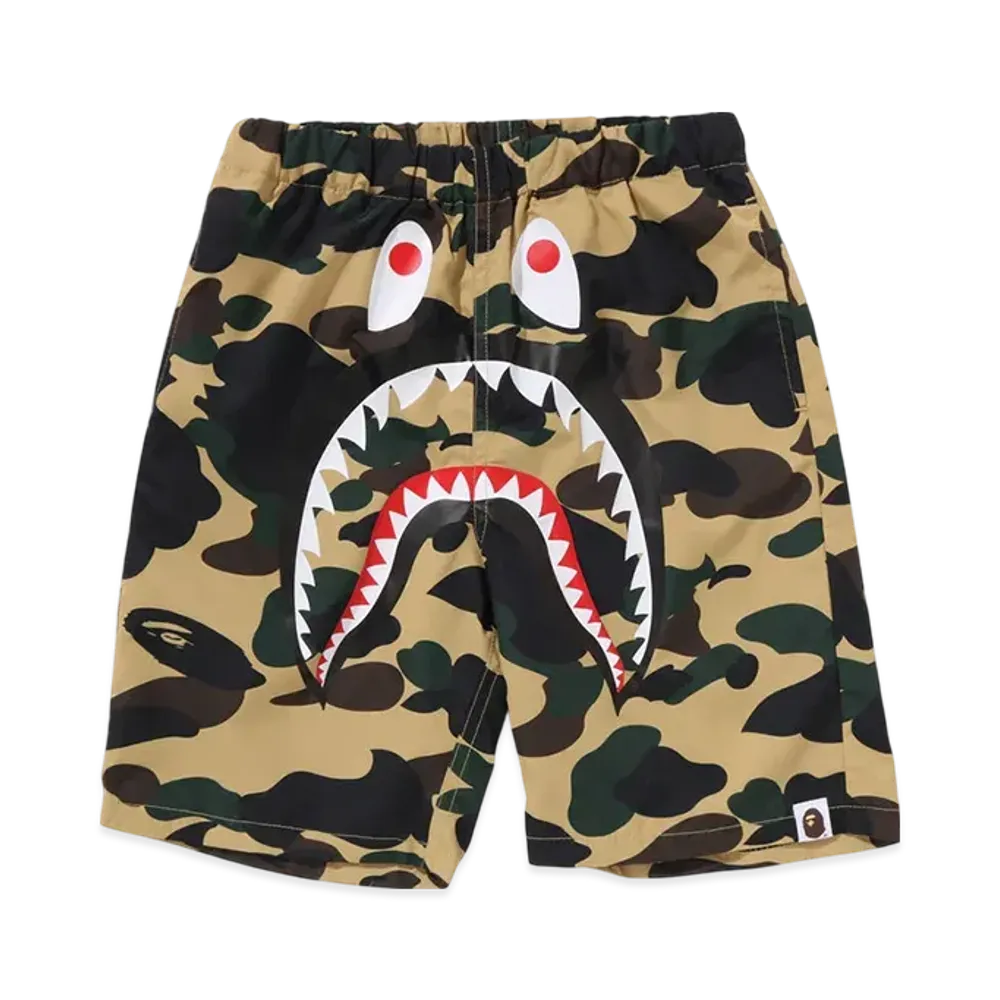 A BATHING APE 1ST Camo Shark Beach Shorts "Yellow"
