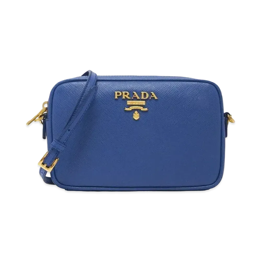 PRADA Saffiano Lux Shoulder Bag "Azzurro"
