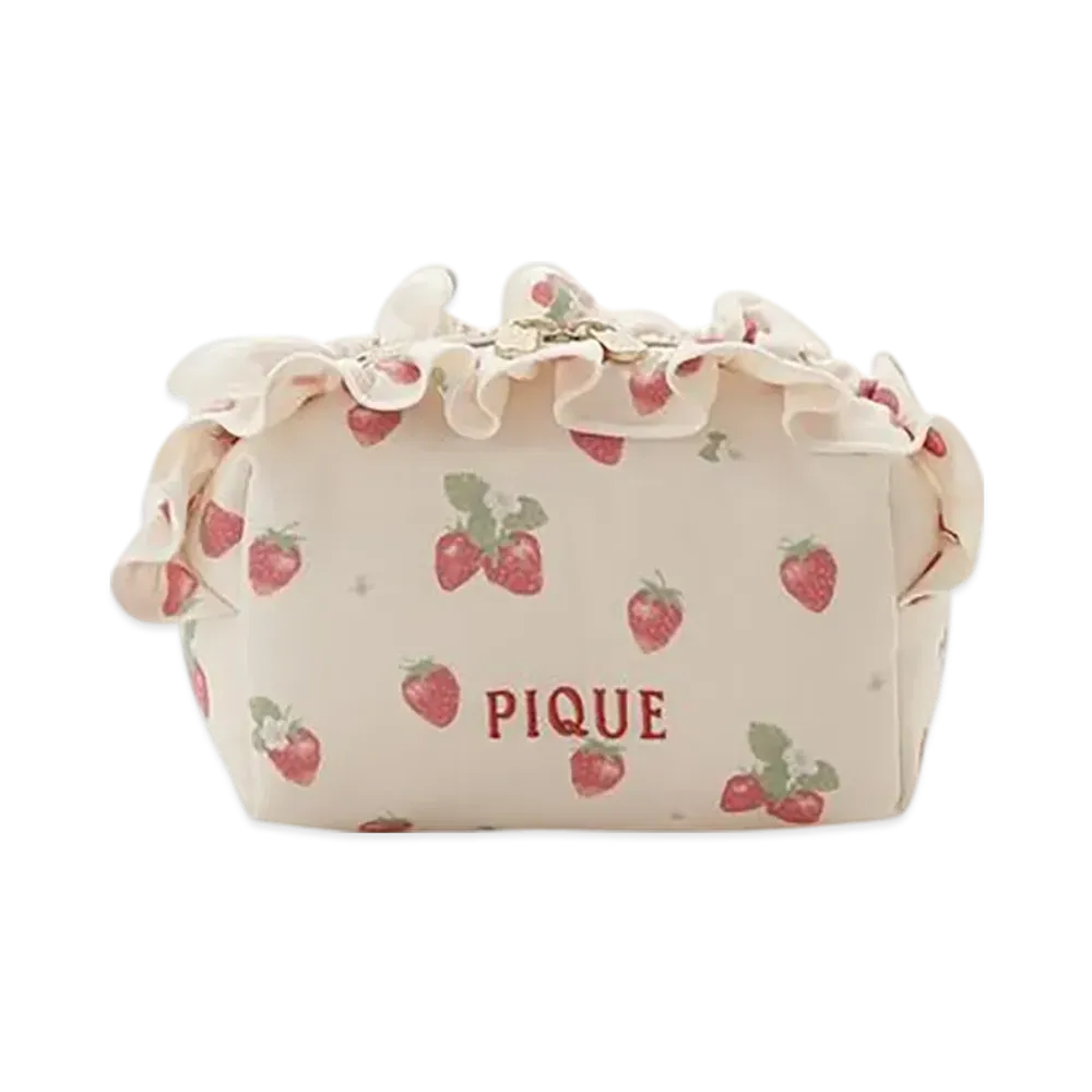 GELATO PIQUE Strawberry Pattern Frill Pouch "Off White"