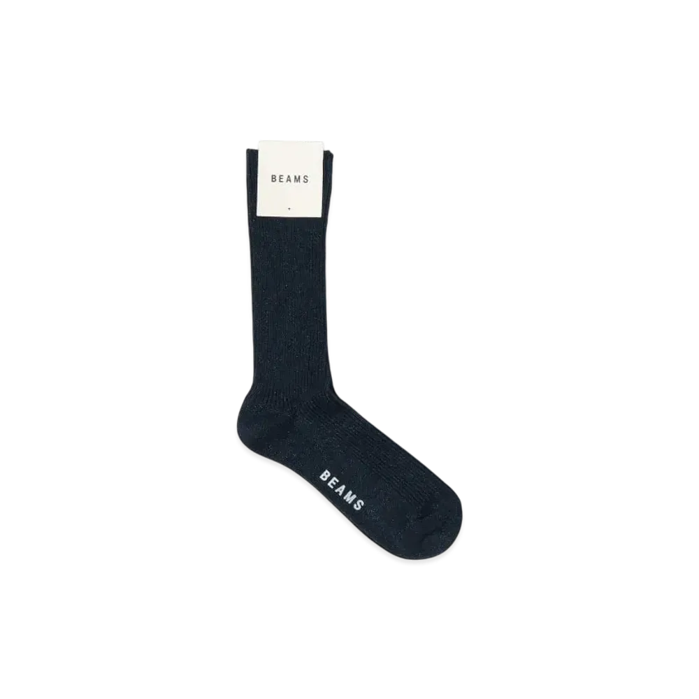 BEAMS Lame Crew Socks "Navy"