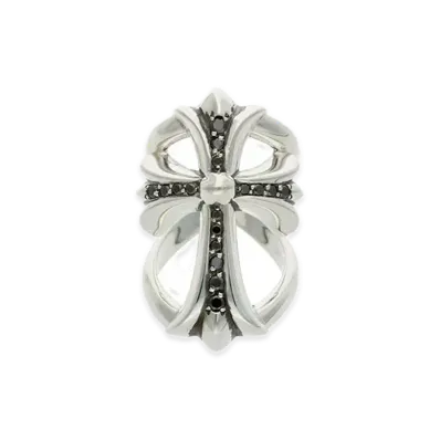 Chrome Hearts Infinity CH Cross Pave Black Diamond Ring "Silver"