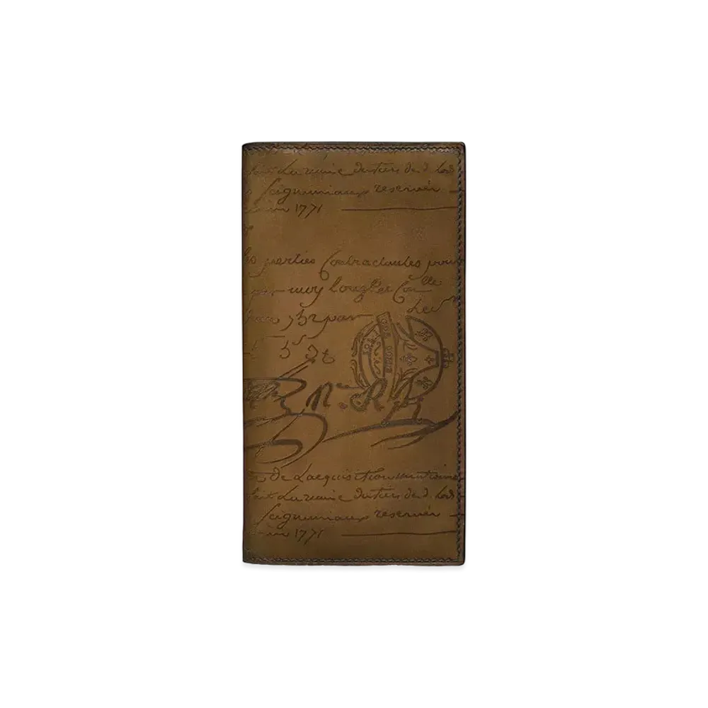 Berluti Santal Scritto Leather Long Wallet "Olive"