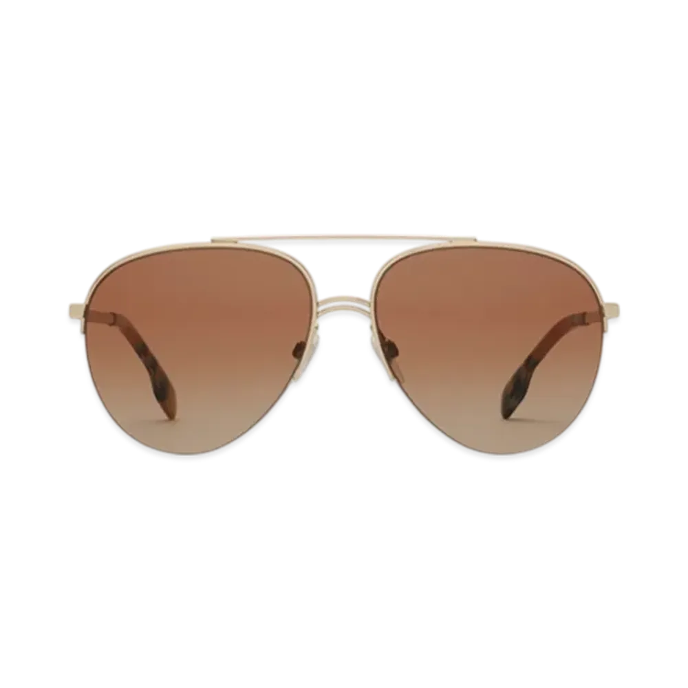 Burberry Check Detail Aviator Sunglasses "Light Brown"