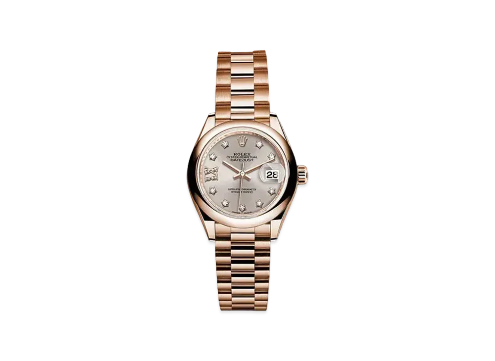 ROLEX Date-Just 28 Chocolate Brown Dial 10P Diamonds 279165G