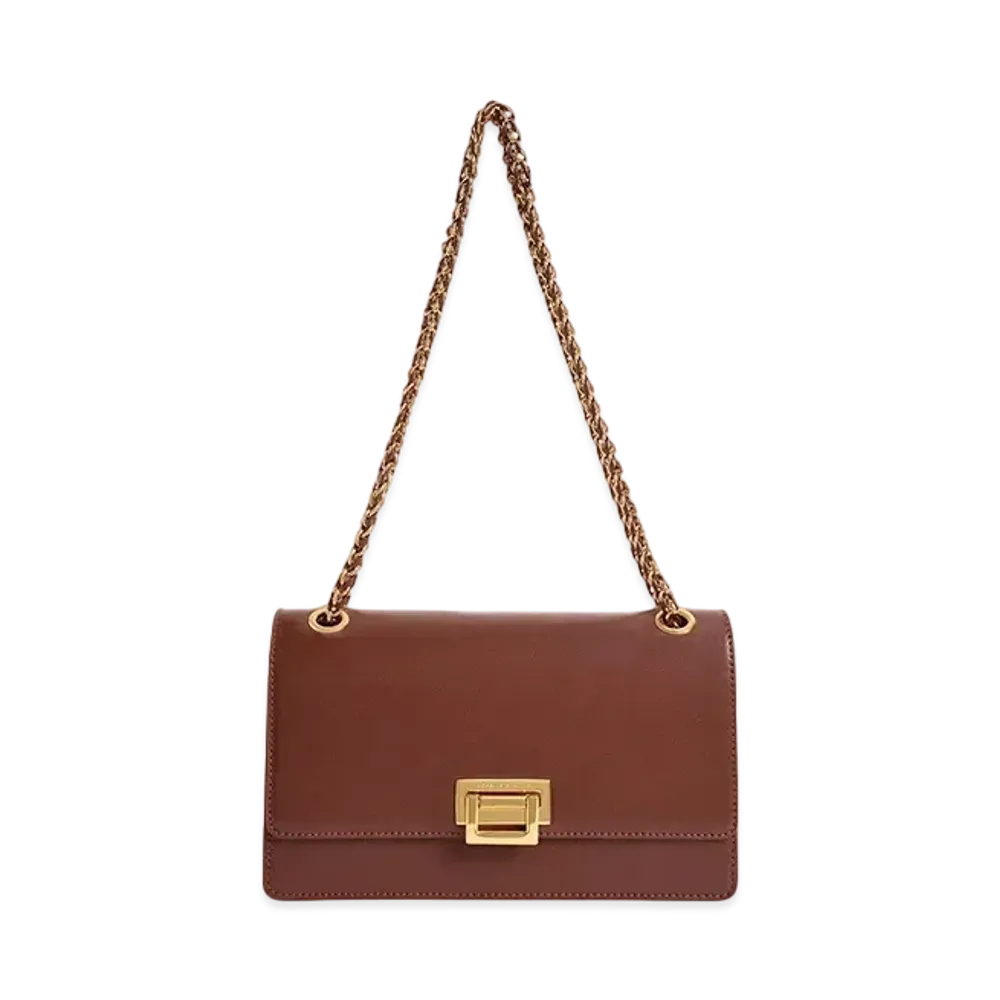 CHARLES & KEITH Chain Handle Shoulder Bag "Chocolate"
