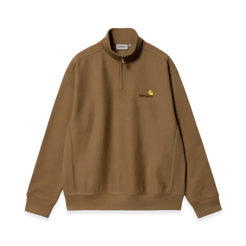 Carhartt WIP Half Zip American Script Sweatshirt "Hamilton Brown"